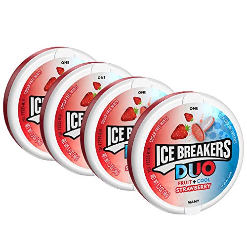 Image of Ice Breakers Duo Fruit and Cool Strawberry Mints Pack of 4 Pouch, 4 x 36 g