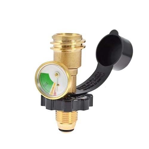 Medidor de tanque de propano, adaptador de tanque de propano POL de ajuste universal con calibre, indicador de nivel de tanque de propano Detector
