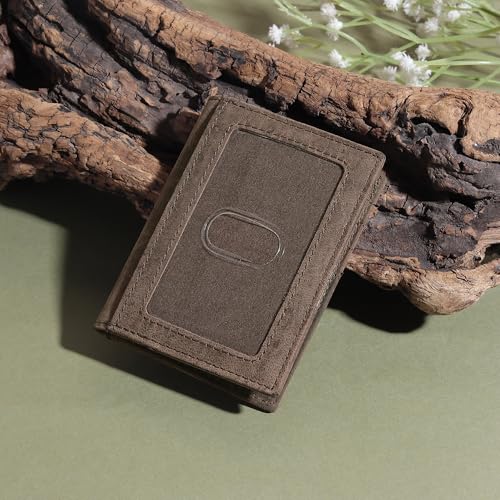 Image of Genuine Leather RFID Blocking Card Holder Wallet for Men - Slim Minimalist Front Pocket Wallet with Card Puller & ID Window - Holds 10 Cards
