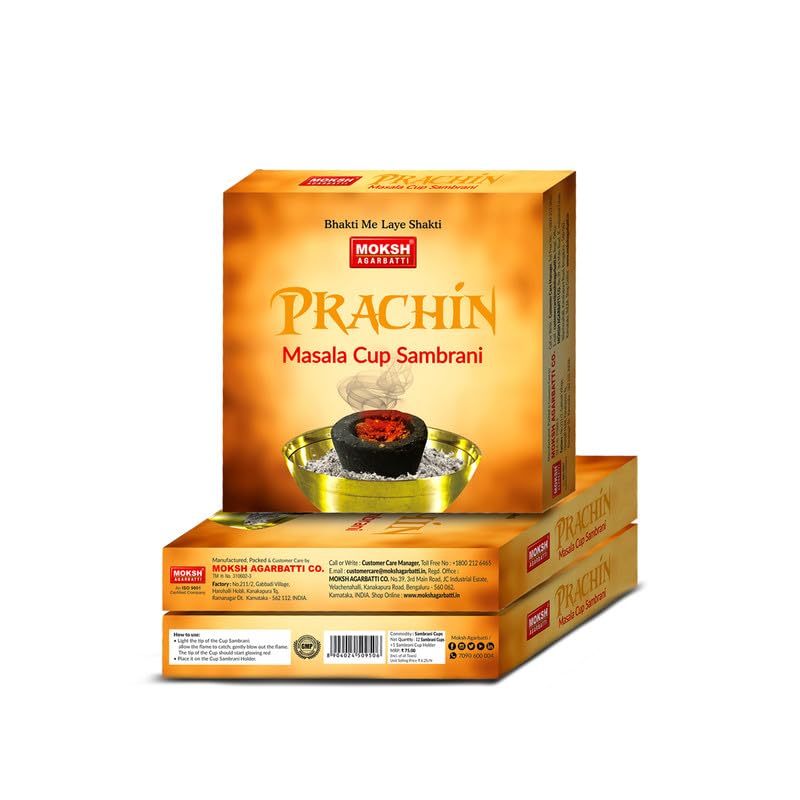 Moksh Prachin Sambrani Cup Dhoop (12 Cups) Natural Ingredients