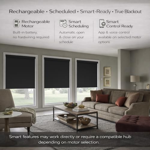ZSHINE Motorized Blackout Window Blinds Customize Width (23-95 Inches) Remote Control Wireless and Rechargeable Window Roller Shades for, Home, Office, Hotel, Club, Restaurant and Cinema… (82010M) - Thumbnail 4