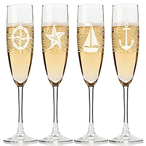Chloe and Madison"Nautical Collection" Champagne Flutes, Set of 4