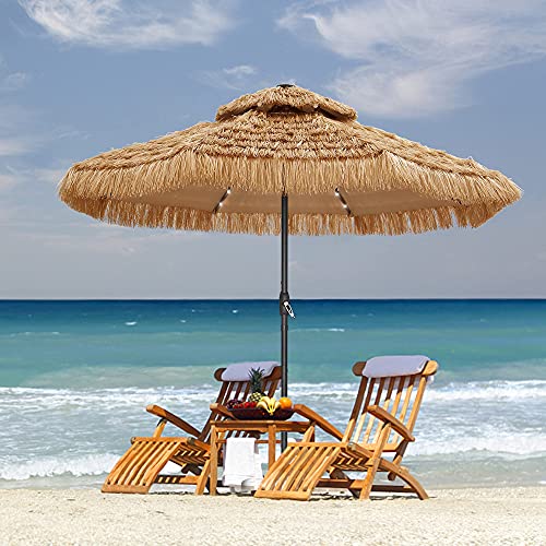 Saemoza-9ft-Thatched-Patio-Tiki-Umbrella-with-Tilt-32-built-in-LED-lights-2-Tier-Hawaiian-Style-Beach-Patio-Umbrella-NO-Base 51wtKcM4zqS