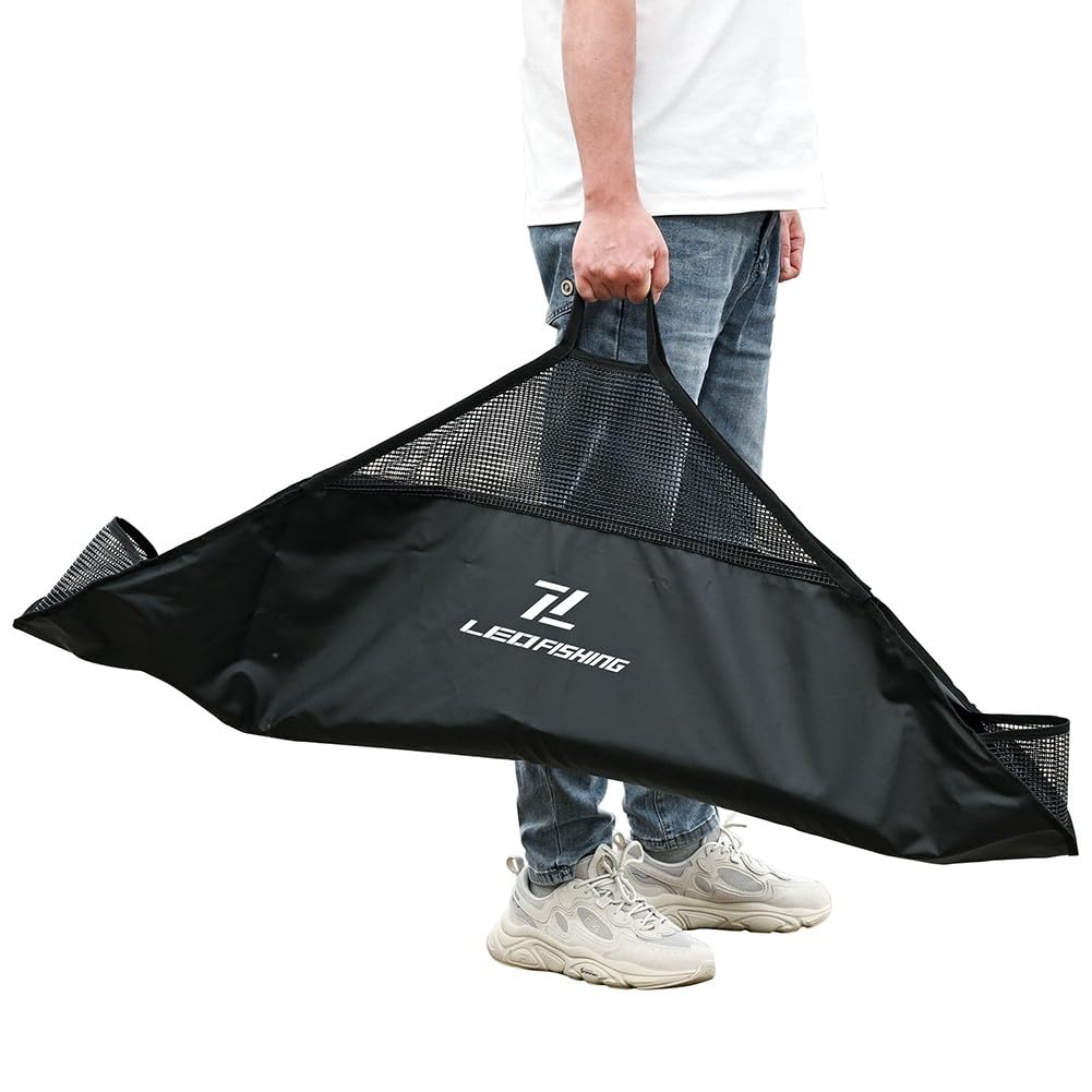Fisch-Landmatte Angler, 120 cm, PVC-Abhakmatte mit digitaler Abhakmatte für Waagenschutz, reisefreundliche Wiegetasche, Schwarz (1 Stück)