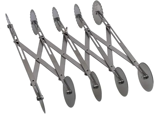 Miniatura 2 de Rueda de pizza de acero inoxidable de 3 ruedas, divisor de masa ajustable para pasteles, pizzas, pastas, pasteles y galletas (doble cara 5 ruedas)
