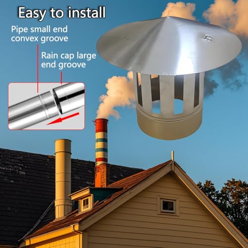 Chapeau de cheminée en acier inoxydable avec grille de toit - 5