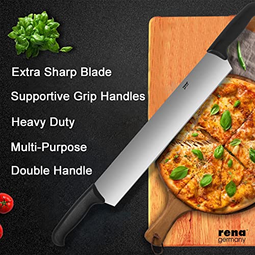 Image of Rena Germany - Pizza Cutter - Pizza Slicer - Mincing Knife - Double Handle Ideal for Mincing , Dicing , Chopping & Slicing