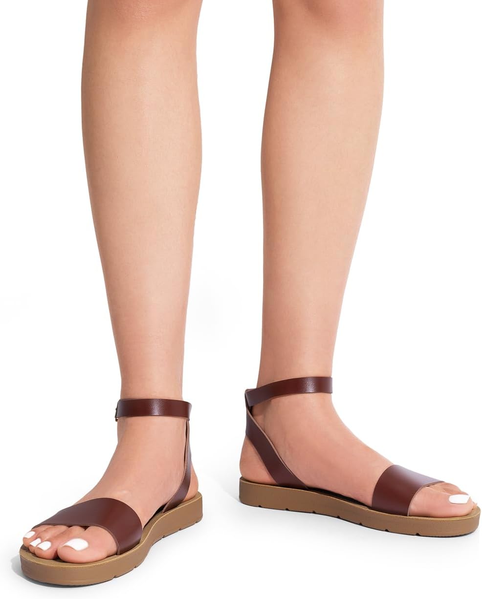 DREAM PAIRS Women’s One Band Ankle Strap Buckle Flat Sandals - Image 8
