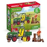 SCHLEICH Farm World | Waldbauer mit Fahrzeug 42659 | Set mit Bauer Paul, Hund, Geländewagen & Zubehör | detailgetreue Tierfiguren & Geschenkidee für Kinder | Bauernhof Spielzeug ab 3 Jahre | 49 Teile