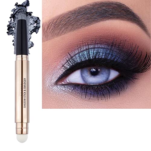 2 In 1 Eyeshadow Stick And Sponge Makeup Brush Smooth Cream Shimmer Shadow Pencil Long Lasting Waterproof Eye Shadow Highlighter Stick Makeup Hypoallergenic Highlighter Multi-Dimensional Eyes Look #TOP29