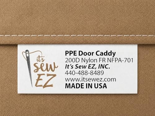 Image of It's Sew EZ Personal Protection Equipment (PPE) Isolation Door Caddy - 6 Pockets - NFPA-701 Fire Retardant Nylon Oxford with Two Stainless Steel Hooks included (Tan, 6 pockets)