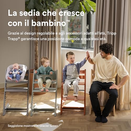 Seggiolone Tripp Trapp Di Stokke, Natural (Include Sedia + Baby Set 2) Con Newborn Set (Grey) - Design Sicuro, Regolabile, Ergonomico - 2