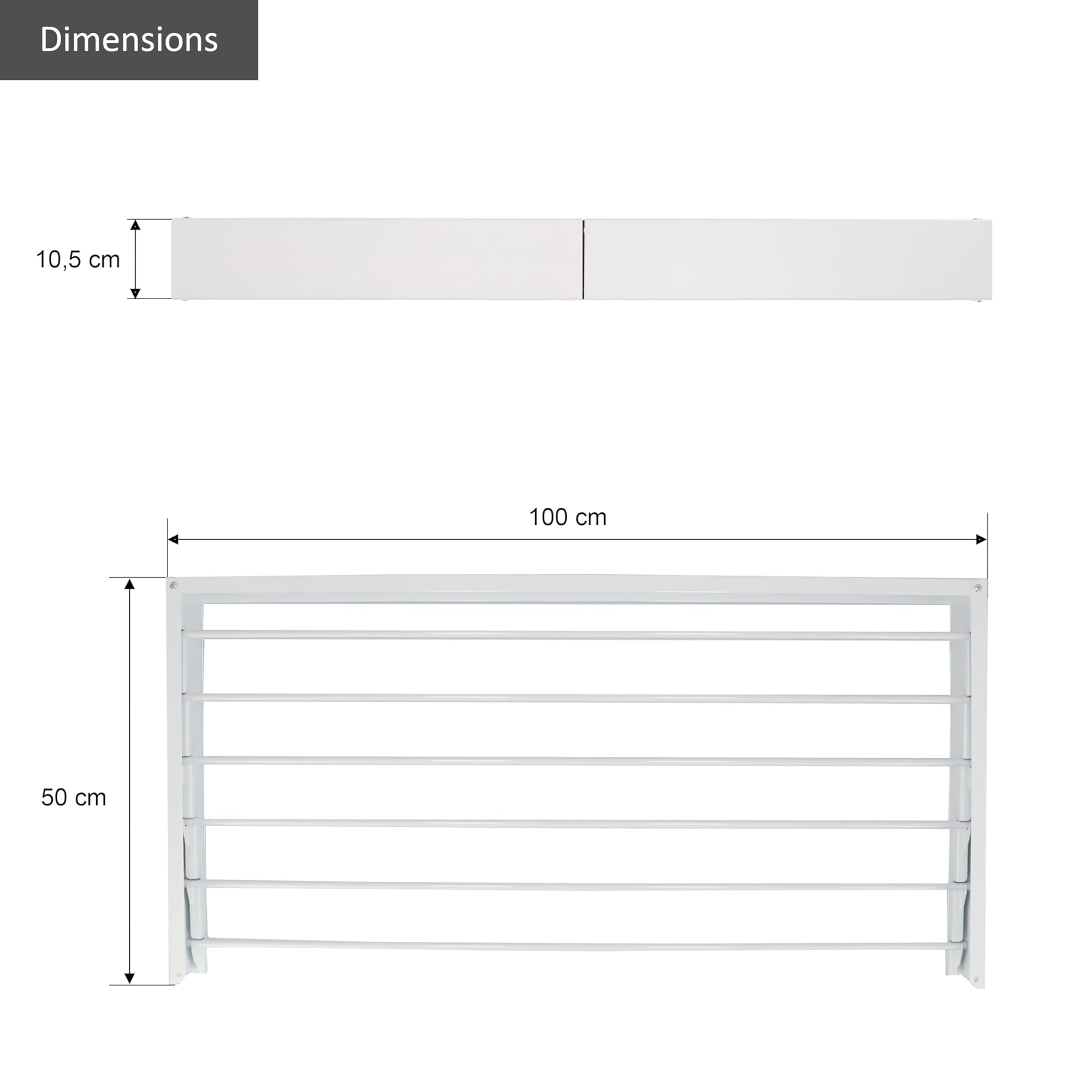 Etendoir Mural XL Entièrement Blanc 100cm - Aluminium Thermolaqué - Longueur de Séchage de 6 Mètres - Etendoir Mural Rabattable - Etendoir Linge Interieur Pliable - Sechoir a Linge Pliable