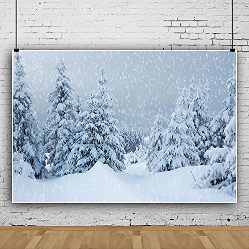 Renaiss 10x6.5ft Winter Night Forest Backdrop Starry Sky Pine Trees Wonderland Photography Background Christmas New Year Holiday Party Decoration Vinyl Photo Studio Props