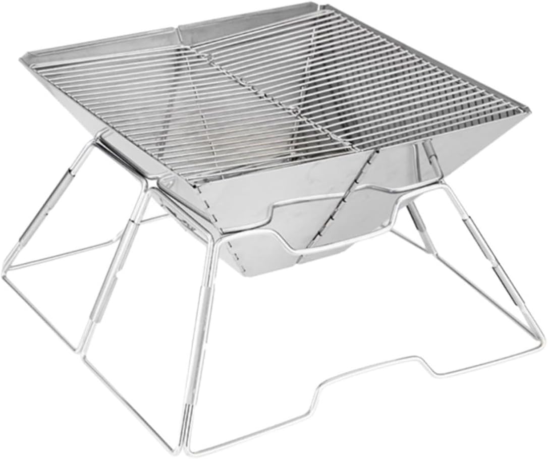 Kisangel Wear-resistant Portable Camping Grill Folding Outdoor Bbq Rack Lightweight Barbecue Stove for Hiking Tailgating Picnic and Bonfire Activities