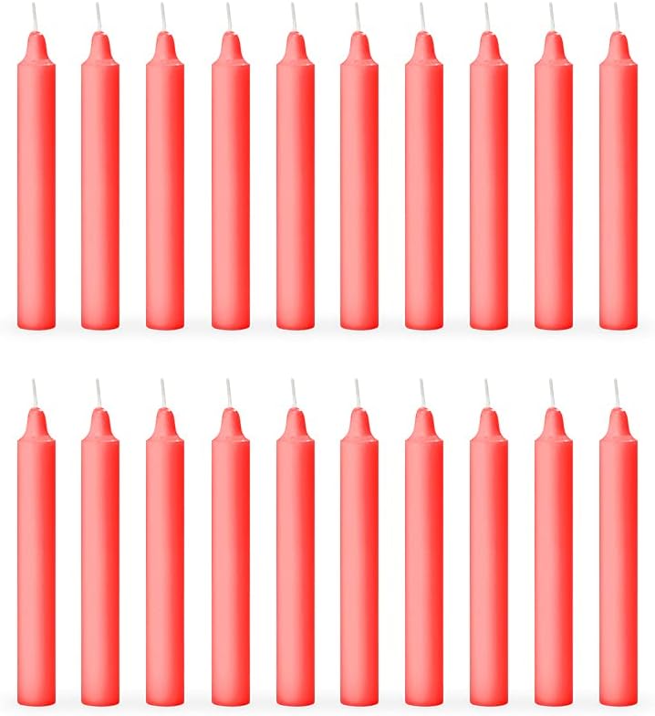 Aura Decor Unscented Pure Wax Stick Candle Pack of 20 (Red)