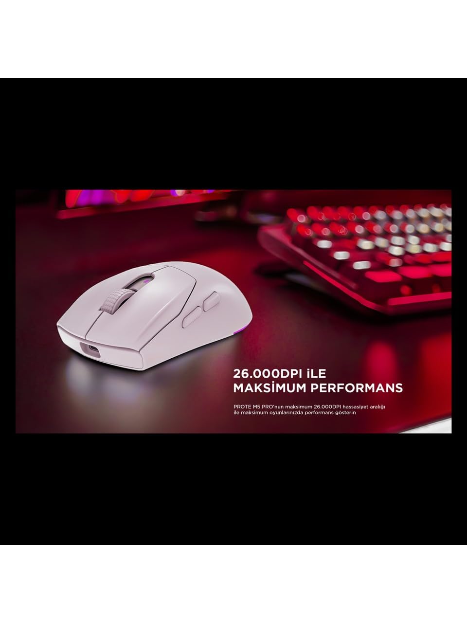 Rampage PROTE M5 PRO bezprzewodowa biała lampa LED RGB 26000 DPI 3395 czujnik do gier