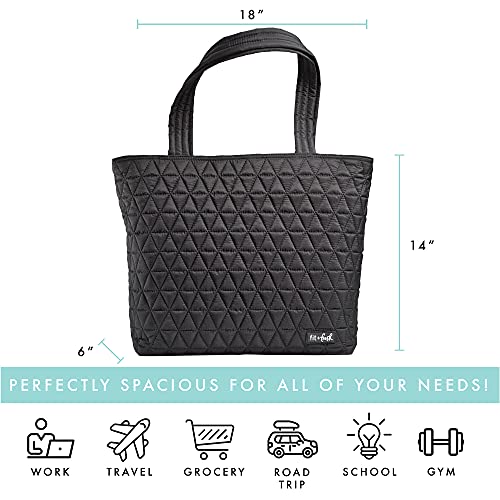 Fit + Fresh Metro Tote, 2-In-1 Laptop Bag For Women, Dual-Compartment Tote Bag With 15" Laptop Section & Insulated Cooler For Lunch, Perfect Work Bag, School Bag, Travel Purse & More, Black #TOP5