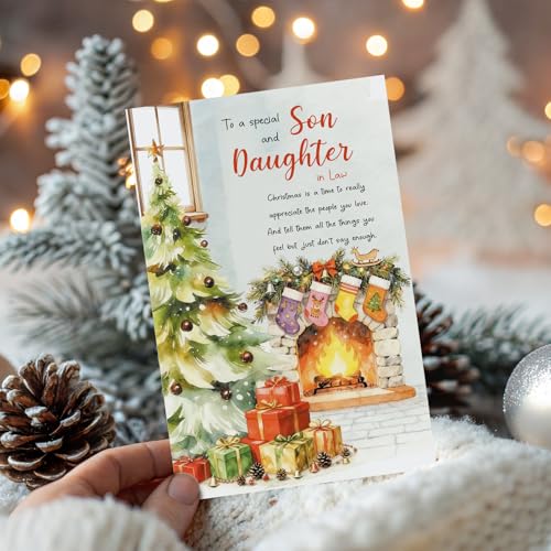 Naixiwen Heartfelt Christmas Card for Son and Daughter in Law, Son and Daughter in Law Christmas Card from Dad Mom, Merry Xmas Cards Gift from Family by Naixiwen - Image 5
