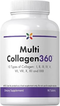 Stop Aging Now - Multi Collagen Peptides Pills - Type I, II, III, IV, V, VII, VIII, X, XIII, XXII - 10 Types of Collagen - 90 Count