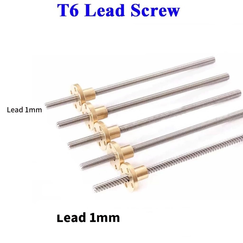 Śruba T6 304 SUS Pręt gwintowany 6 mm 1 mm z mosiężną nakrętką do drukarki(450mm)
