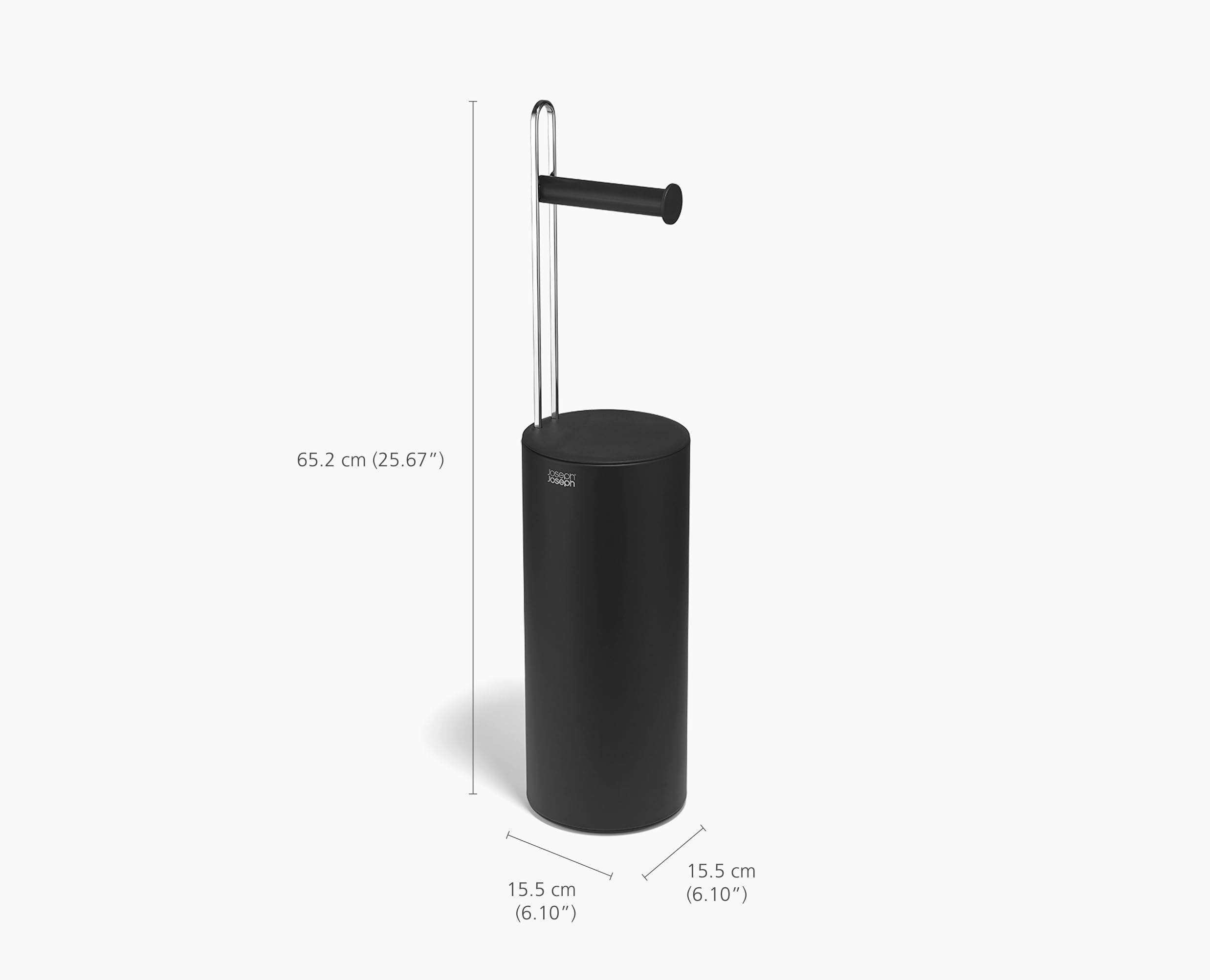 Joseph Joseph EasyStore Portarrollos de Papel Higiénico de Suelo con Almacenamiento para 3 Rollos de Reserva, Diseño Compacto, Negro Mate