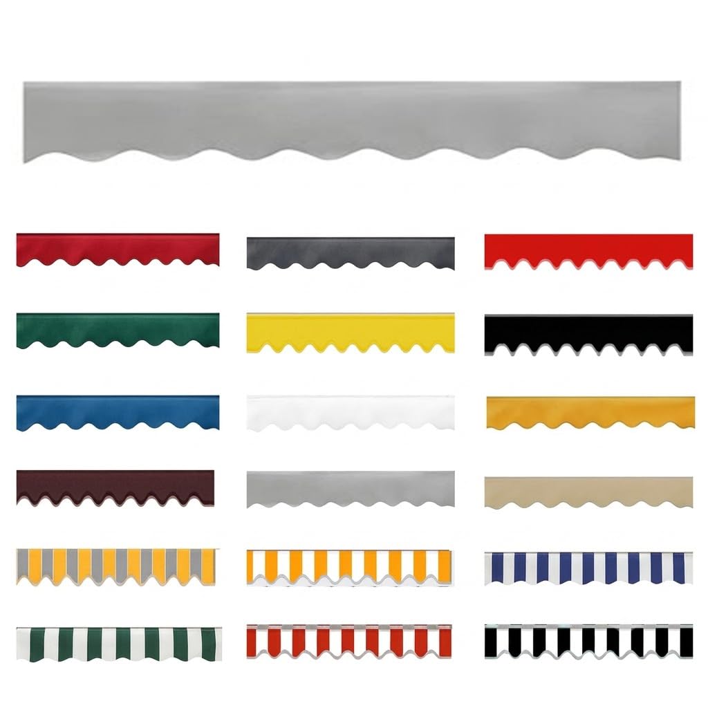 Replacement Awning Valance UV Resistant,Waterproof Fabric Strip Valance Only 26cm Height Durable Scalloped Valance for Awnings Replacement Accessory for Outdoor,Light gray,W500xH26cm — image 1