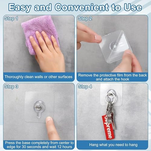 Image of 10 Pcs Stainless Steel PVC ABS Nail Free Adhesive Wall Hooks Heavy Duty Self Adhesive Hook Waterproof Non-Trace No Drilling Hanging Hooks for Kitchen Bathroom Home Wall Decoration Storage