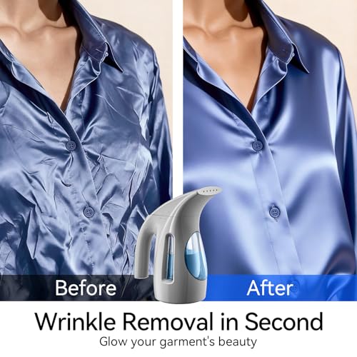 Image of HiLIFE Steamer for Clothes, Portable Handheld Design, 240ml Big Capacity, 700W, Strong Penetrating Steam, Removes Wrinkle, for Home, Office(ONLY FOR 120V) (Silver Gray)