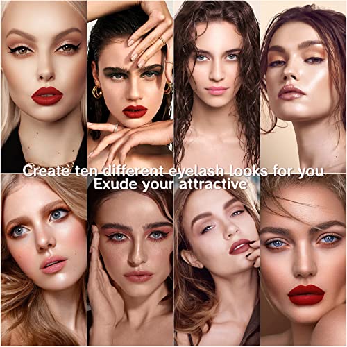10 Paaren 3D Falsche Wimpern mit 2 Tuben Eyeliner und 1 Pinzette，Magnetische Wimpern，Natürlich Magnet Wimpern Set，Wiederverwendbare Magnetic Eyelashes，Wasserfestes，Langanhaltendes Make-up