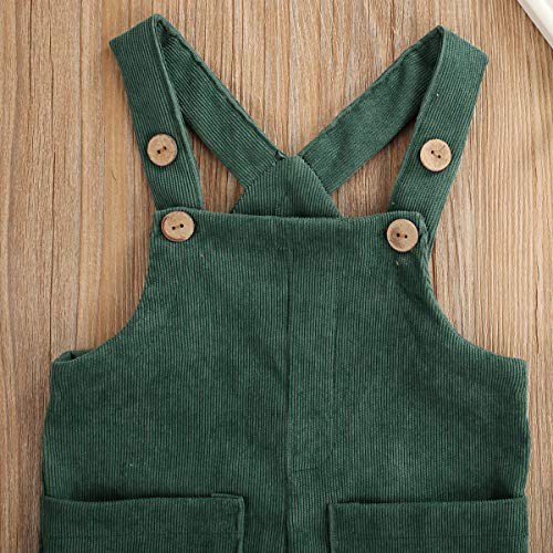 Unisex Clothes Toddler Baby Girl Boy Solid Romper Overalls One Piece Bodysuit Suspender Jumpsuit Bib Pants Velvet Outfit B-Green