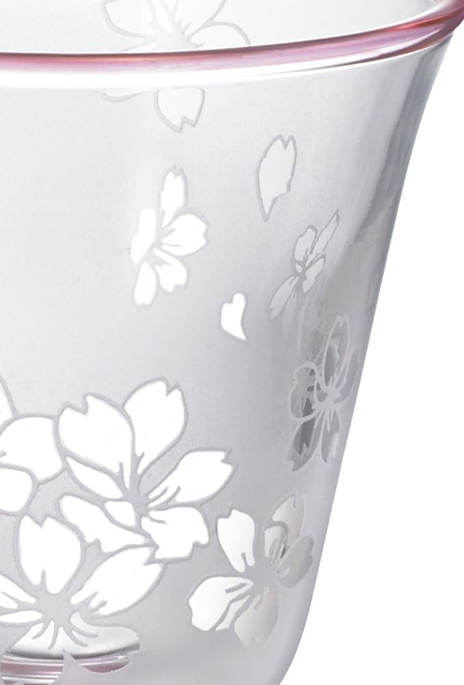 Otsuka Glass Cherry Blossom, Cold Sake with Base, 13S455, Φ2.3 x H3.5 inches (58 x 90 mm)