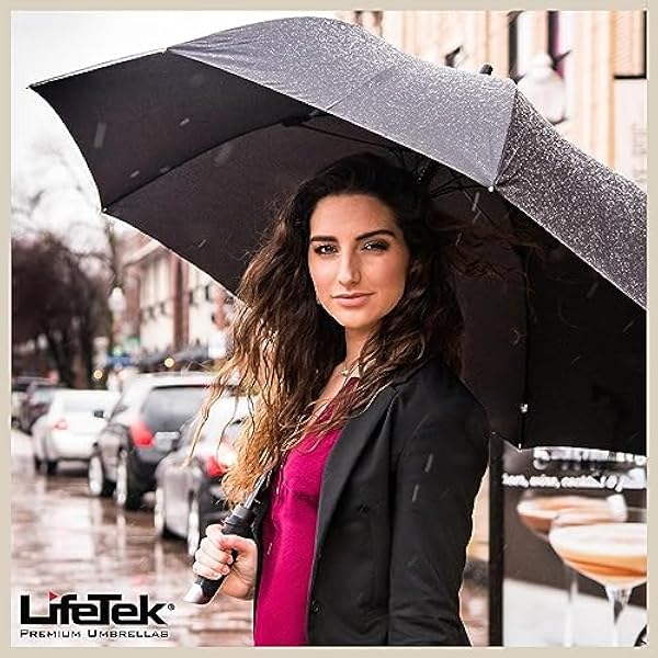 LifeTek New Yorker grote golfparaplu 137 cm automatische open full size extra grote stok paraplu's winddicht sterk opvouwbare oversized teflon alle weersomstandigheden regenparaplu stevige sport