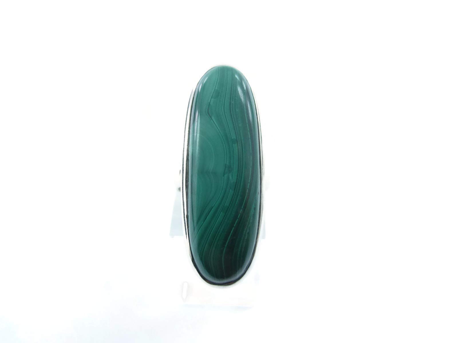 Bague argent 925 pierre malachite naturel grand format corona 41x15mm - 7