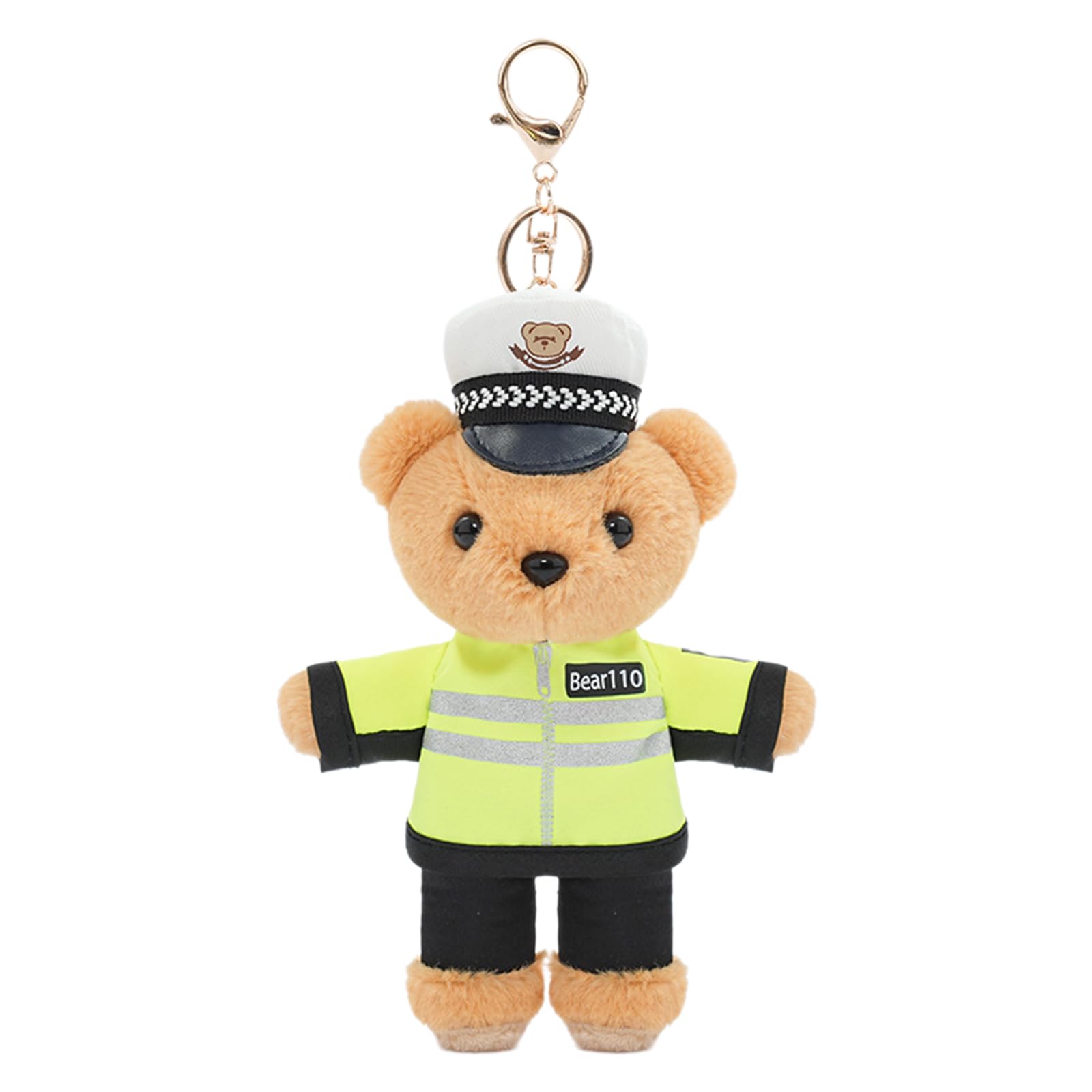 Shurhome Unisex Green Adorable Policeman Bear Key Rings Versatile Polices Bear Key Chain Accessory Trendy Bear Pendant Keyrings Ornament Polices Bear Keychain