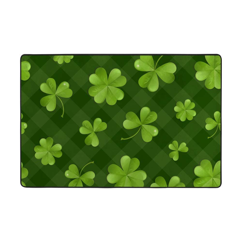 Tapis de salon vert trèfle en velours corail doux 183x122cm pour habiller vos sols