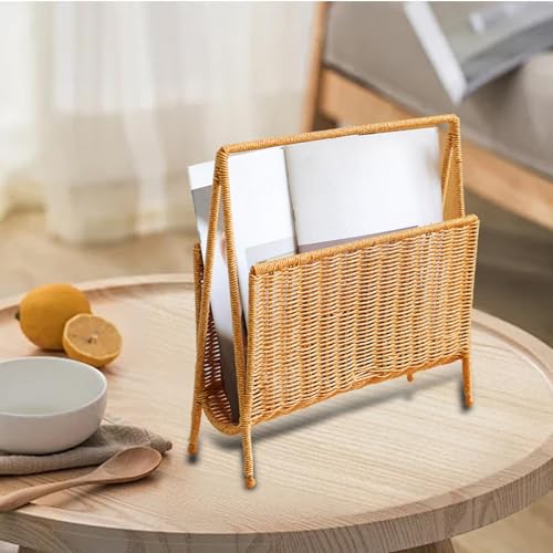 JISADER Woven Magazine File Holder Free Standing Magazine Display Rack Imitation Rattan Basket Stand for Bathroom Office Cafes Farmhouse Books Newspapers Files Dispaly Storage - Cosy Home Interiors JISADER Woven Magazine File Holder Free Standing Magazine Display Rack Imitation Rattan Basket Stand for Bathroom Office Cafes Farmhouse Books Newspapers Files Dispaly Storage - Image 4