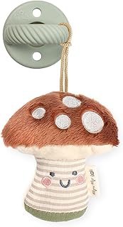 Itzy Ritzy Pacifier and Lovey Set – Detachable Plush Mushroom and Coordinating Green Silicone Pacifier – Ideal for Ages 0 Months and Up, Mushroom