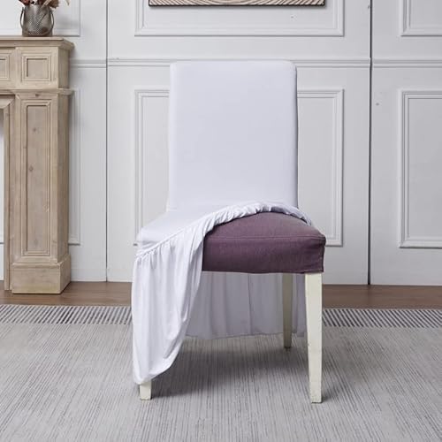 Wincrew Molasofa Chair Covers For Dining Room Set Of 4,Dining Chair Slipcover With Skirt,Washable Seat Covers Protector For Home Kids Pets(4Pcs,White) #TOP4