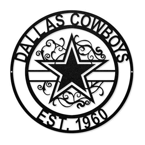 Party Animal NFL Laser Cut Metal Sign, 15-Inch Round, Heavy Duty Powder-Coated Iron House Décor for Indoor & Outdoor Use, Dallas Cowboys