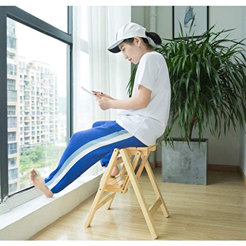 Silla de escalera de madera para cocina y estantería de salón 5