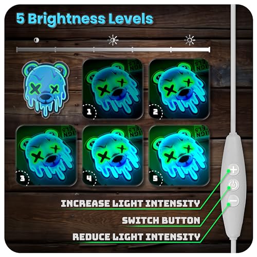 Ice Bear Neon Sign, Cool Led Sign for Wall Decor – Usb Powered, Adjustable Brightness Anime Bear Led Light for Bedroom, Bar, Pub, Party, Man Cave Decor, Unique Gift for Teenage Boys