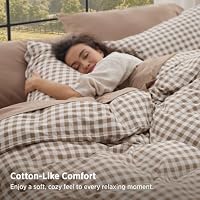 Bedsure Brown Gingham Comforter Set Queen Size, Soft Fall Bedding 3 pcs — image 3