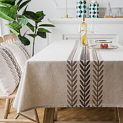 LINENLUX Stylish Square Rectangular Tablecloth/Table Cover for Kitchen Dinning Tabletop Decoration Blue Water Plant Rectangle/Oblong 55 X 86 in