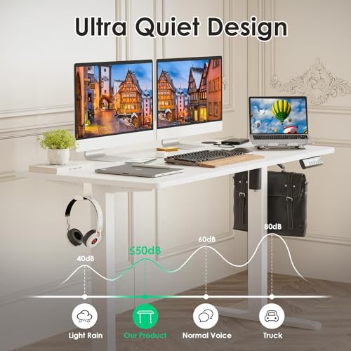 Image of STARY Electric Standing Desk Adjustable Height Sit Stand Home Office Desk with Splice Board