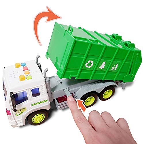Feroxo Friction Powered Garbage Truck Toys 1:16 Toy Vehicle With Lights And Sounds For Kids #TOP5