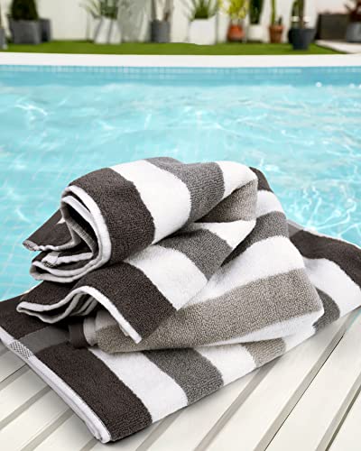 Jacquotha Quick Dry And Absorbent Hand Towels For Bathroom, Striped Hand Towel Set Of 4 (Dark Grey & Light Grey 29” X 13”), Lightweight And Durable, 410 Gsm #TOP1