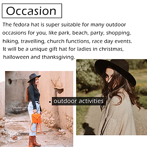 Gossifan Women's Felt Fedora Hat Wide Brim Panama Hats With Tassel-Light Grey #TOP5