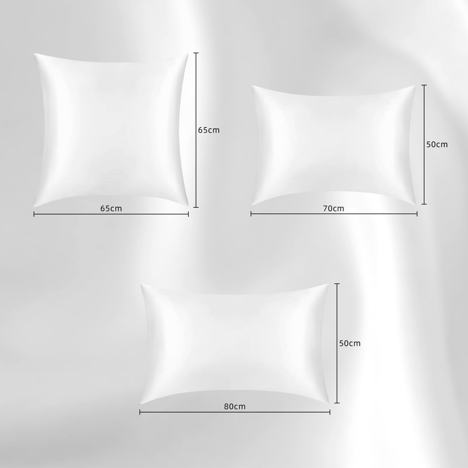 Poligino Federe in 100% Seta Cuscino,22 Mamme,Proprietà Antibatterica,Bassa Allergenicità, Federa in Seta Protegge i Tuoi Capelli e La Tua Pelle,1 Pz 50x80cm,Bianco
