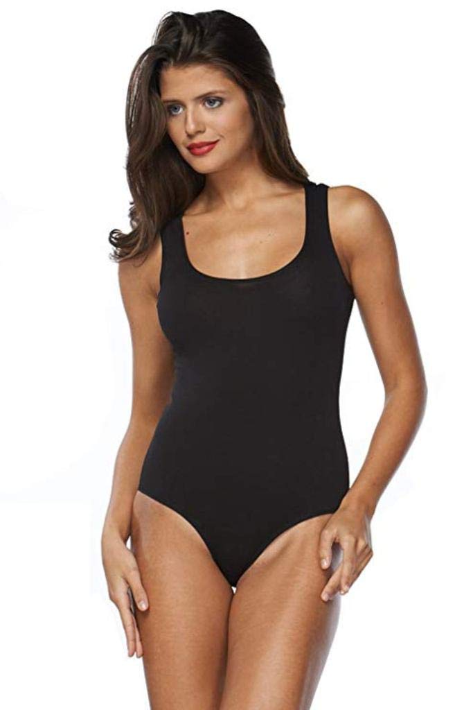 Elegance Women Ballet Dance Gymnastic Cotton Blend Tank Top Leotard/Bodysuits(Ref:2320-Leotard) No Poppers Opening (Black, XXXL)